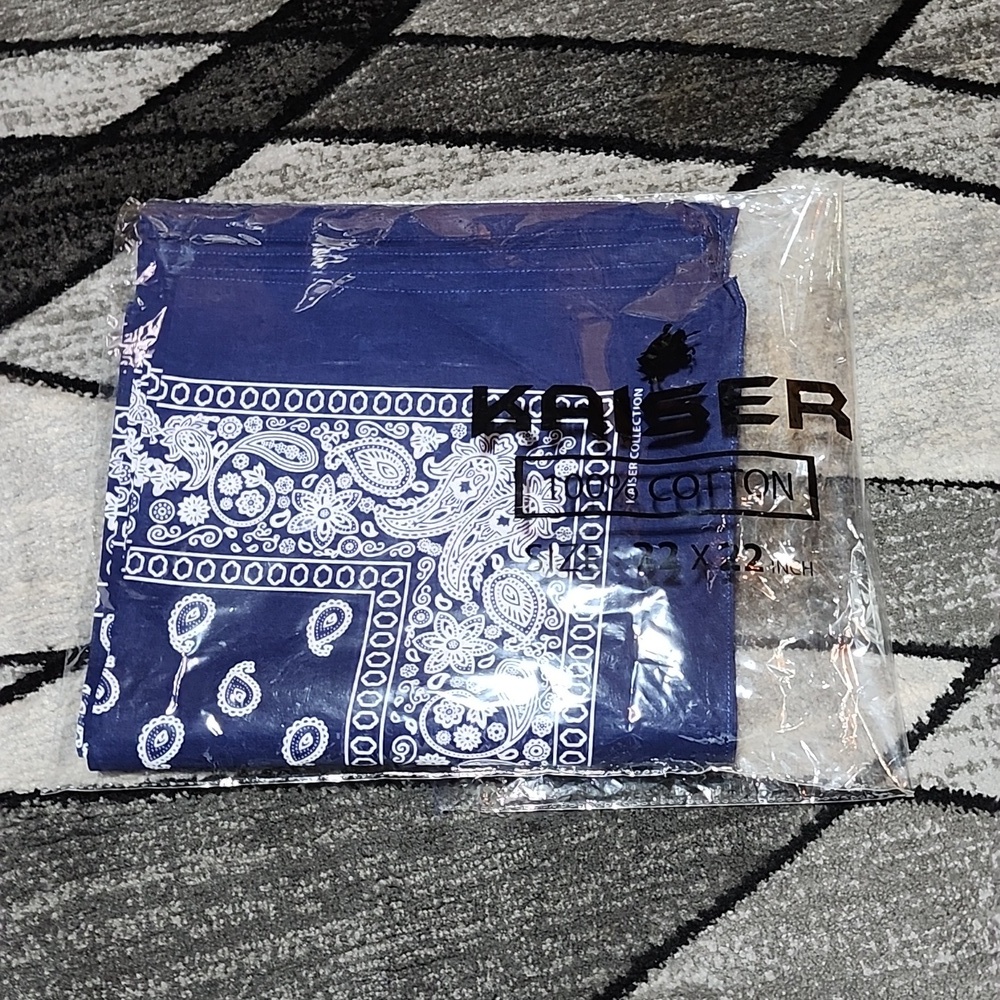 KAISER COLLECTION 9 NAVY-BLUE PAISLEY COTTON BANDANA KERCHIEF 22"X22" BUNDLE
